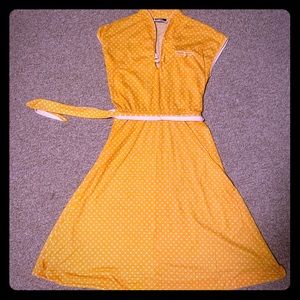 VTG 80s / 50s MSII Petites sz 6 yellow white dress